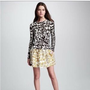 Diane Von Furstenberg Margaux dress brown mustard abstract print Sz 4